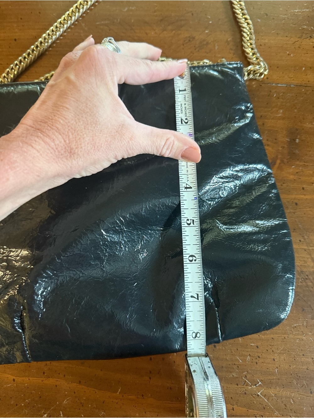 Ruth Saltz Leather Shoulder Bag with Gold Chain - Picture 5 of 5
